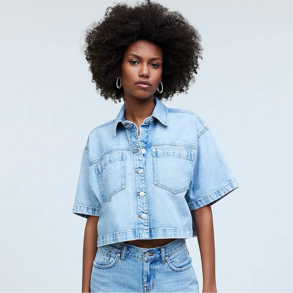 Madewell Denim Short-Sleeve Shirt-Jacket in Ahern Wash